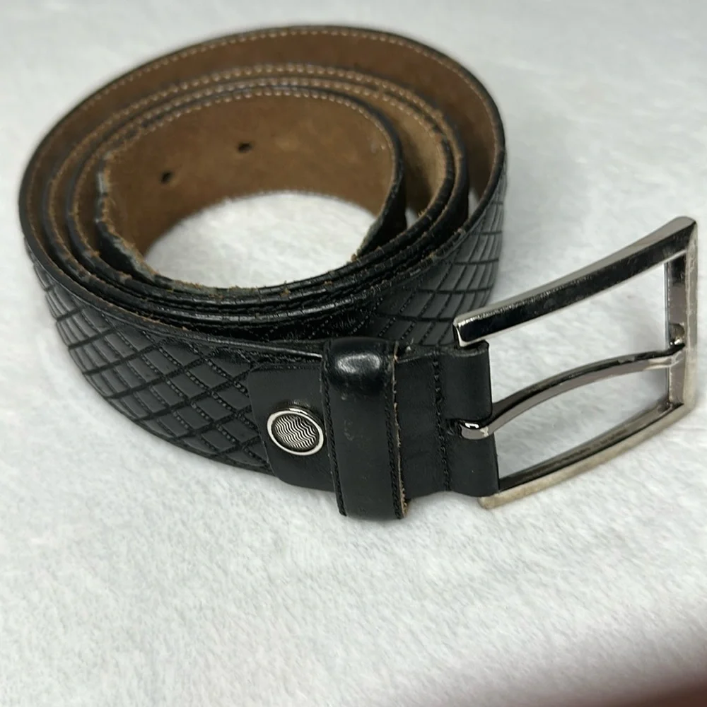 Men’s Black Leather Belt Woven